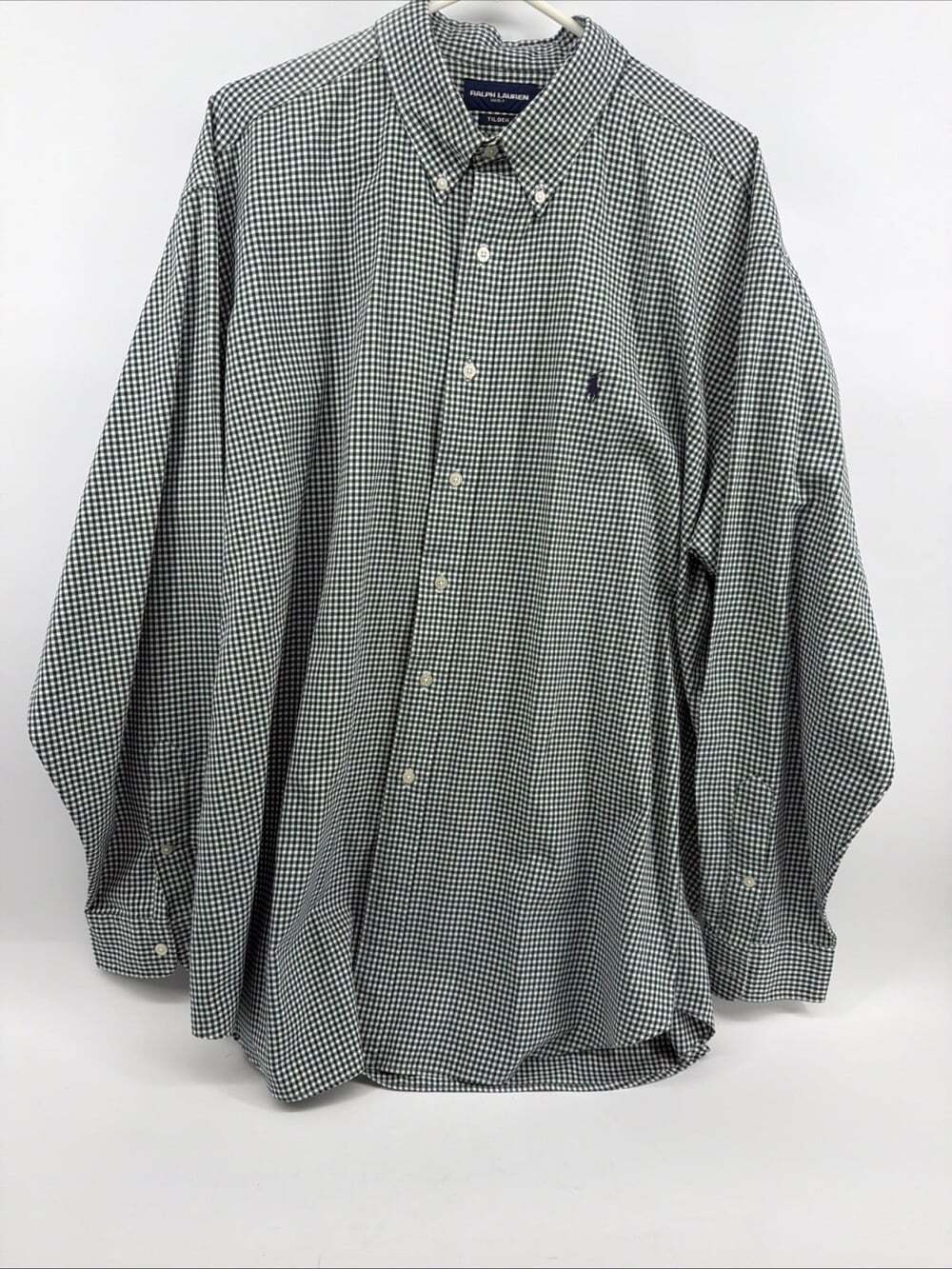 Ralph Lauren Golf Tilden 100% Cotton Green Gingham Check Button down Shirt 2XL